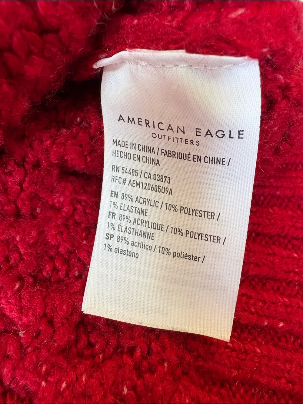 Y2K American Eagle Red Cable-Knit Turtleneck Sweater Sz M - Picture 5 of 10
